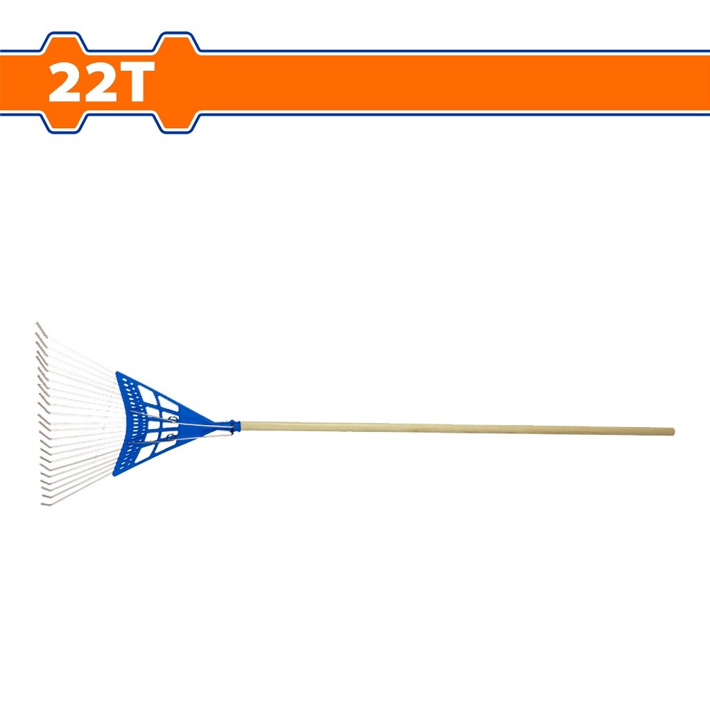 Wadfow 1200mm (22Teeth) Wooden Handle Poly Steel Leaf Rake | Raking Leaves Grass Clipping