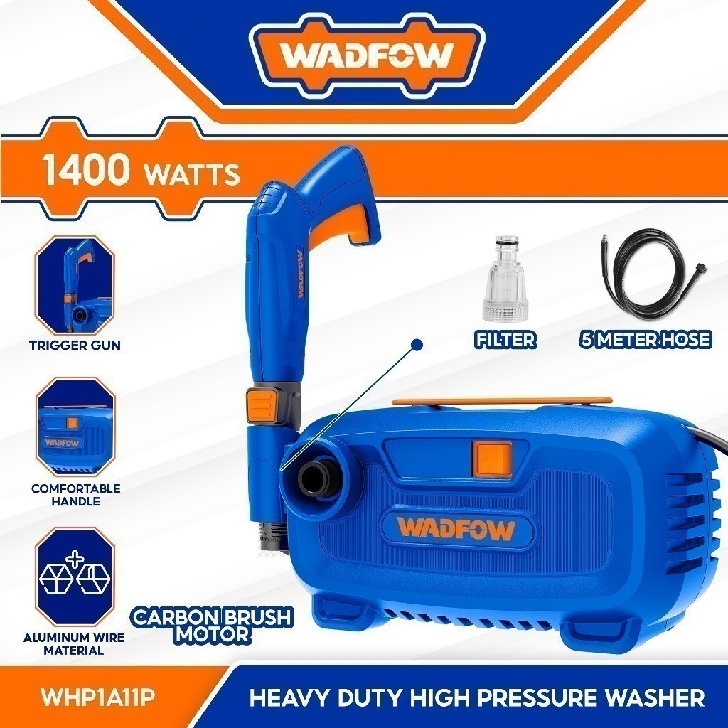 Wadfow 1400W 90 Bar Industrial Self Priming High Pressure Washer