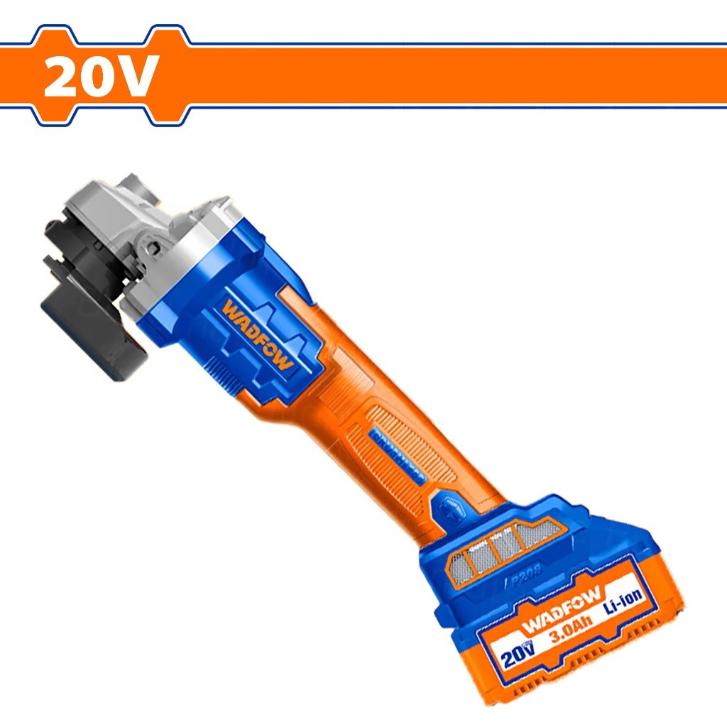 Wadfow WLAP5212 P20S/20V Lithium-Ion Cordless Brushless Motor Angle Grinder with 5PCS Cutting Disc