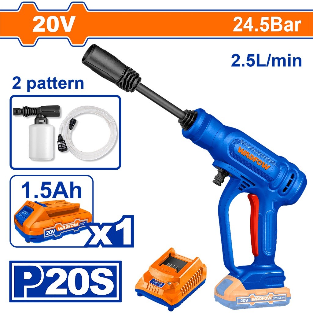 Wadfow WQX0120 P20S/20V Lithium-Ion Cordless Pressure Washer