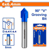 Wadfow 6.35mm|8mm|9.5mm|12.7mm Router Bit V-Type Slotting Cutter Bit SOLD PER PIECE