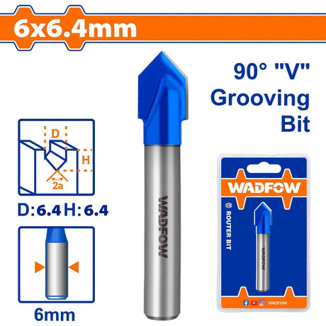 Wadfow 6.35mm|8mm|9.5mm|12.7mm Router Bit V-Type Slotting Cutter Bit SOLD PER PIECE