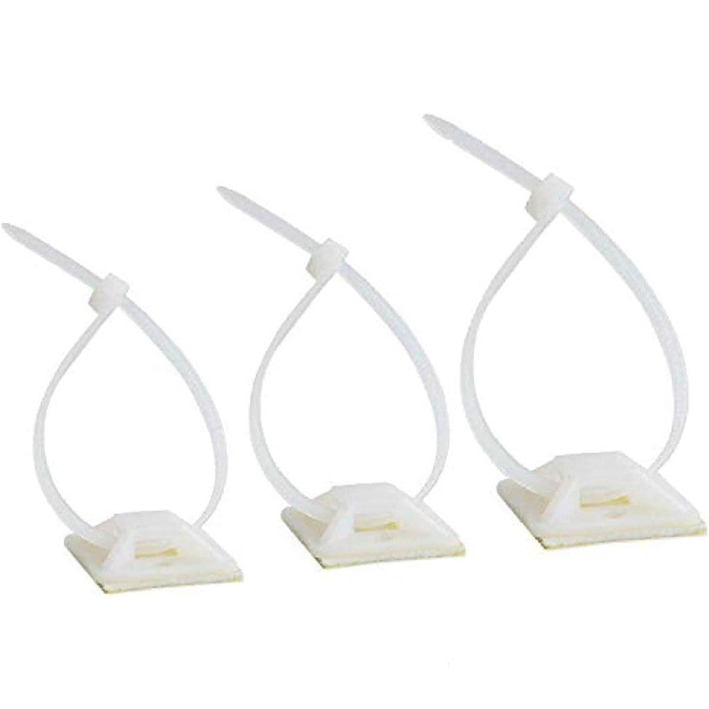 Wadfow 100pcs/set Cable Tie Sticking Mounting Base Self Adhesive Wall Clamps SOLD PER PACK