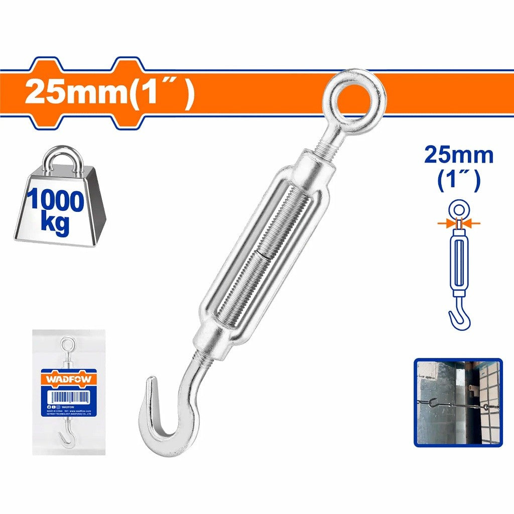 Wadfow WTHE1325 25mm(1") Turnbuckle Hook and Eye Cable Tensioner Hook