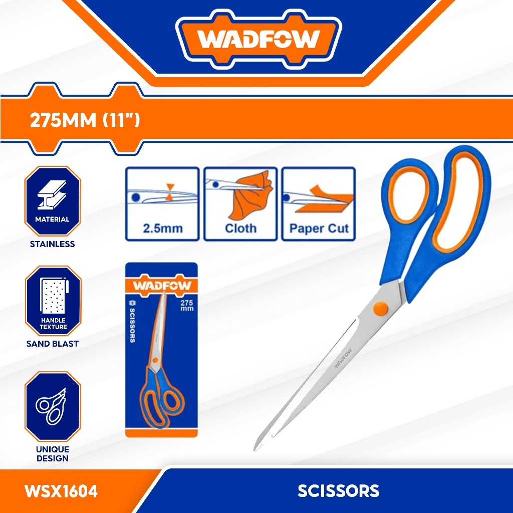 Wadfow WSX1604 Stainless Steel Scissors Gunting 275mm(11in) With Sand Blast Surface
