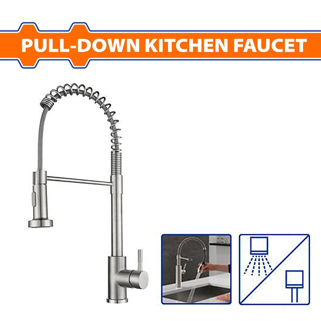 Wadfow WZD4504 Hot/Cold 360° Rotating Adjustment Pull-Down Kitchen Faucet with Brushed Nickel Finish