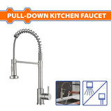 Wadfow WZD4504 Hot/Cold 360° Rotating Adjustment Pull-Down Kitchen Faucet with Brushed Nickel Finish