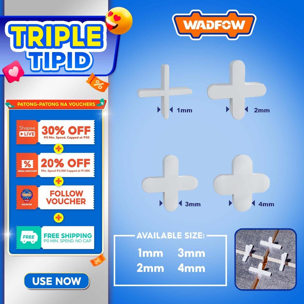 Wadfow 100pcs Tile Spacer 1.0mm to 4.0mm Tile Leveling System Tile Leveler Spacer Tool Clips