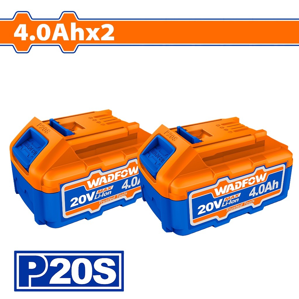 Wadfow WOS240685 2PCS/SET P20s/20v Lithium-Ion Battery Pack For Cordless Power Tool 4.0Ah