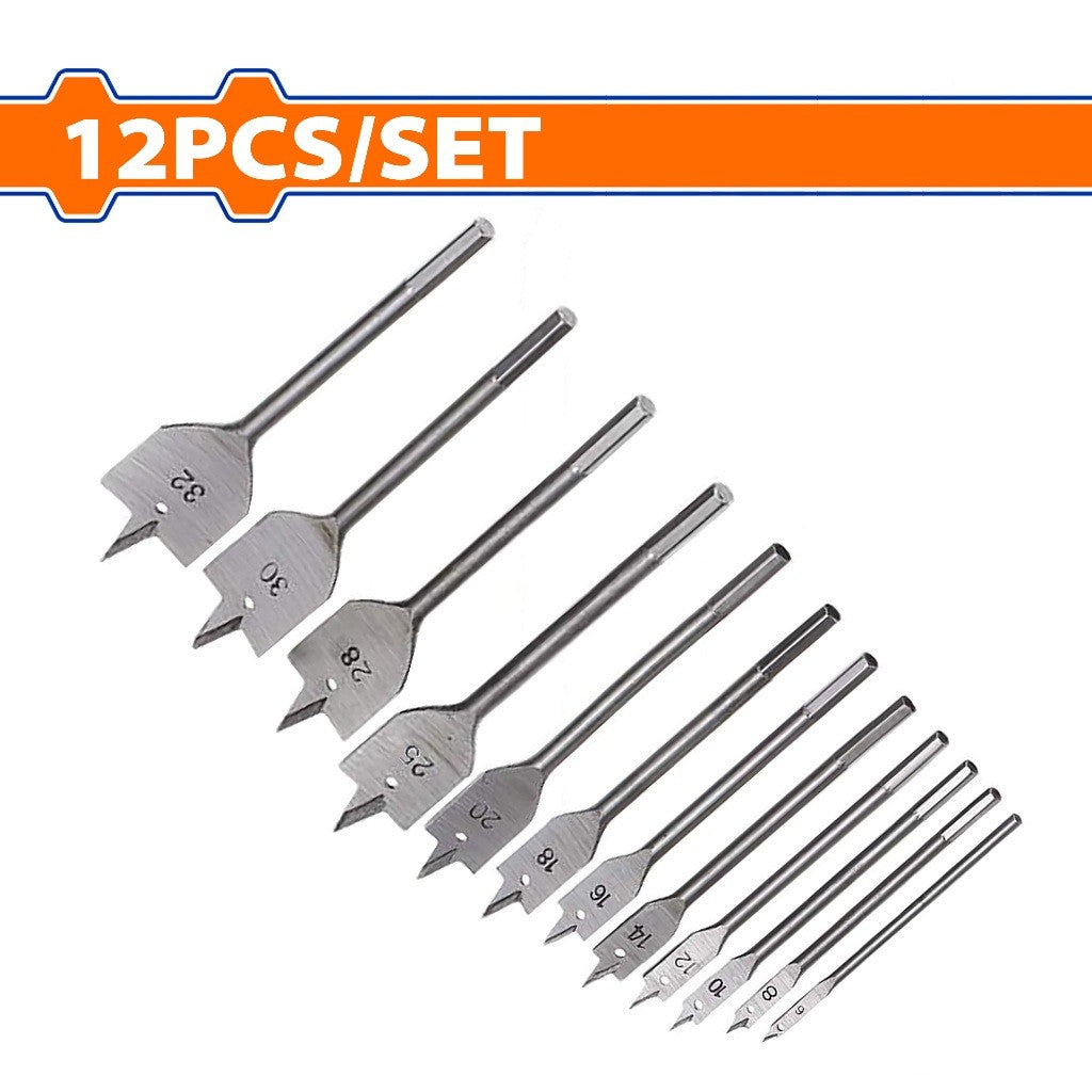 Wadfow WWF6512 12PCS/SET 1/4" Hex Flat Wood Drill Bits Set