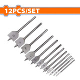 Wadfow WWF6512 12PCS/SET 1/4" Hex Flat Wood Drill Bits Set