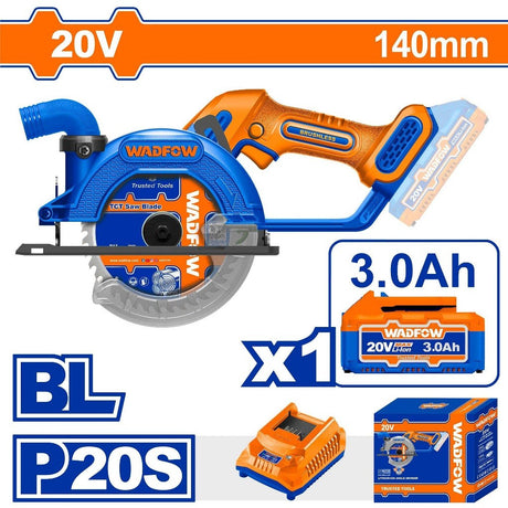 Wadfow P20 Series Li-Ion 20V Brushless Motor Cordless Circular Saw (WCT)