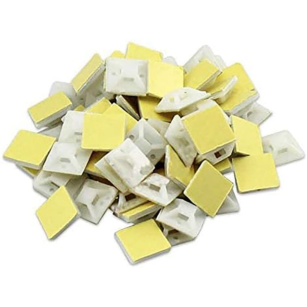 Wadfow 100pcs/set Cable Tie Sticking Mounting Base Self Adhesive Wall Clamps SOLD PER PACK