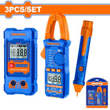 Wadfow WDM94011 3PCS/SET Electrical Test Kit Voltage Detector, Digital Multimeter & AC Clamp Meter