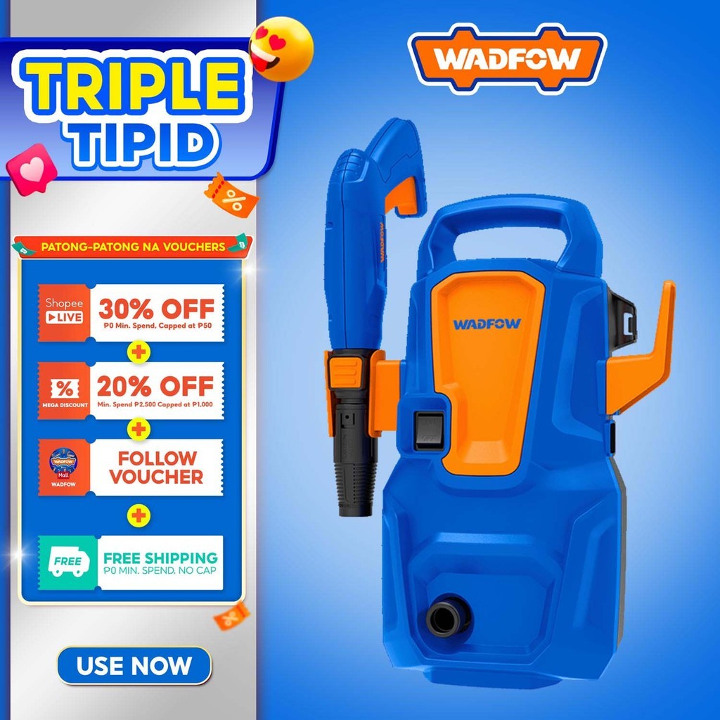 Wadfow 90 Bar 1400 Watts Self Priming High Pressure Washer with Auto Stop System (Power Product)