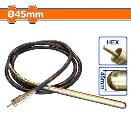 Wadfow 38mmø-45mmø Heavy Duty HEX Type Coupling Concrete Vibrator Poker Hose Hand Tools