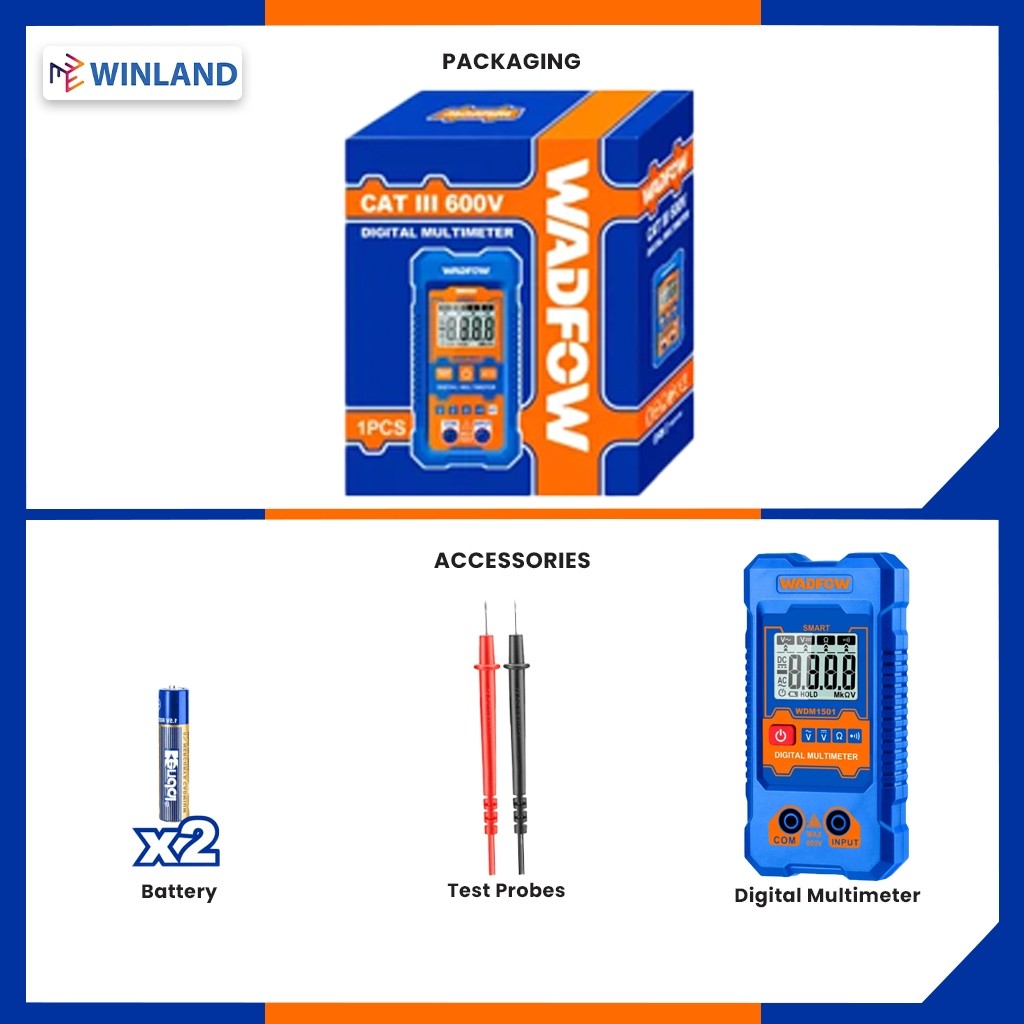 Wadfow WDM94011 3PCS/SET Electrical Test Kit Voltage Detector, Digital Multimeter & AC Clamp Meter