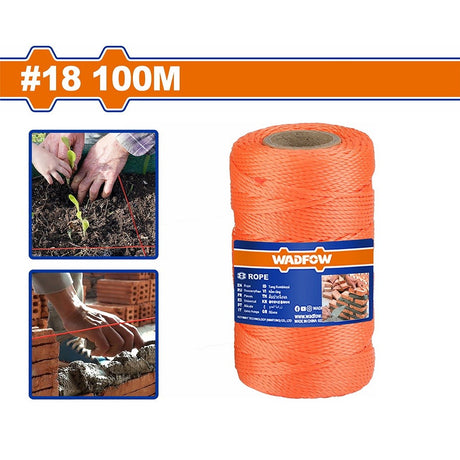 Wadfow #18 x 100m 100% New PP Material Buoyant Rope Type Orange Mason Twine