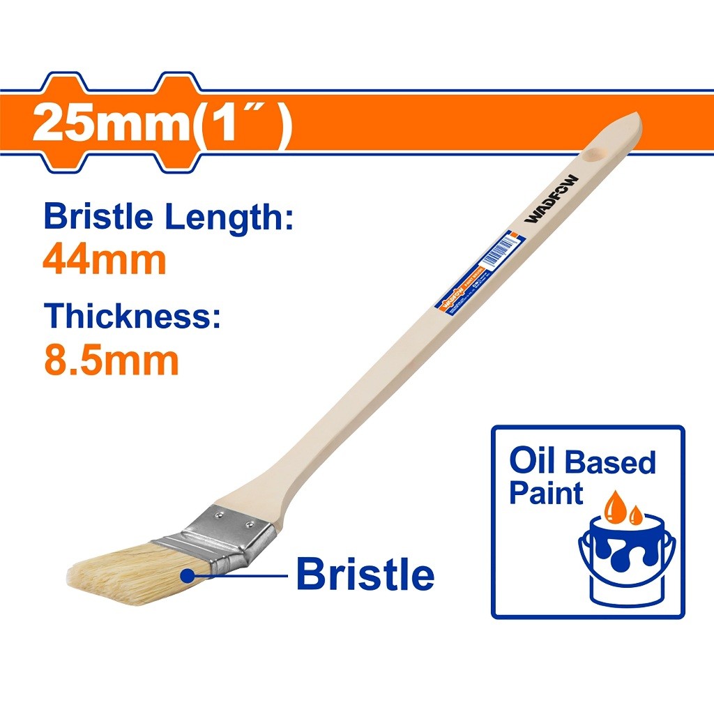 Wadfow 1.5in(38mm)|2in(50mm)|2.5in(63mm) Curved tip Paint Brush For Oil-Based With Wooden Handle