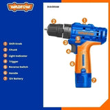 Wadfow S12 Series Lithium-Ion Cordless Drill 12v With 2Pcs Battery & Charger