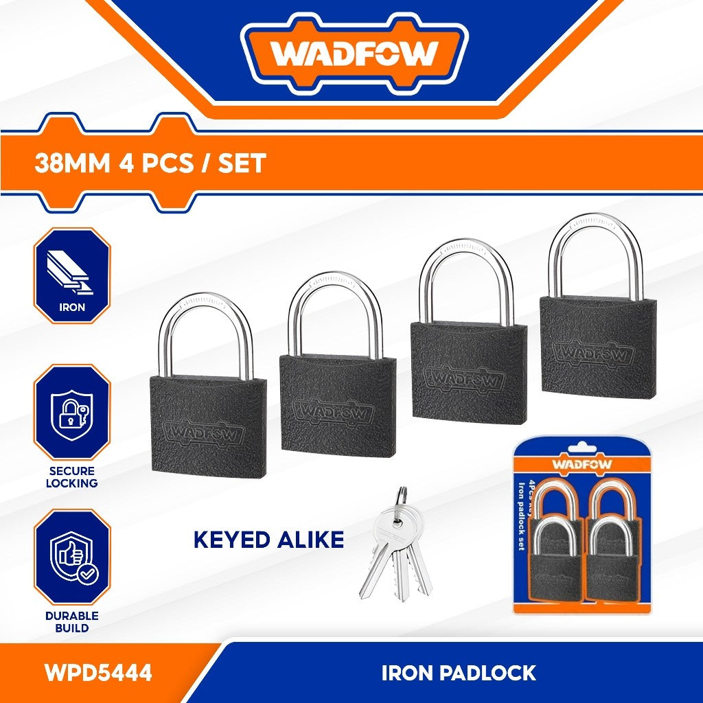 Wadfow WPD5444 4PCS/Set 38mm Heavy Duty Short Shackle Key-Alike Durable Iron Padlock