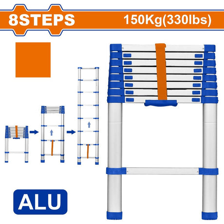 Wadfow WLD5H06 | WLD5H10 6 Steps | 8 Steps | 10 Steps (150kg/330lbs) Telescopic Aluminum Ladder