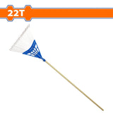 Wadfow 1200mm (22Teeth) Wooden Handle Poly Steel Leaf Rake | Raking Leaves Grass Clipping