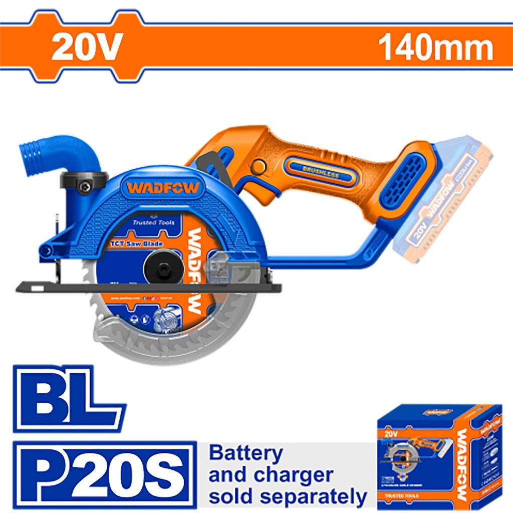 Wadfow P20 Series Li-Ion 20V Brushless Motor Cordless Circular Saw (WCT)