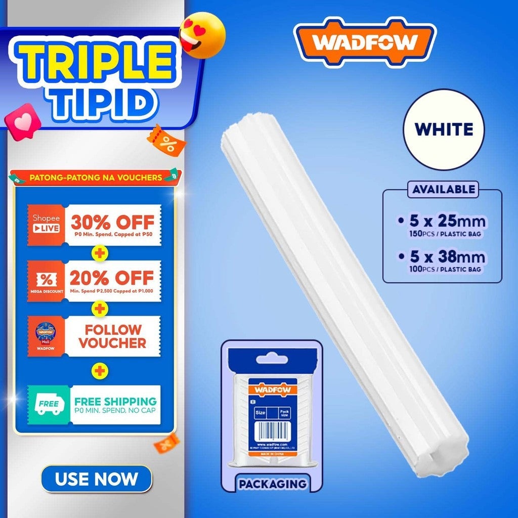 Wadfow 100/150pcs Extruded Plastic Anchor/Tox 5x25mm/5x38mm SOLD PER PACK