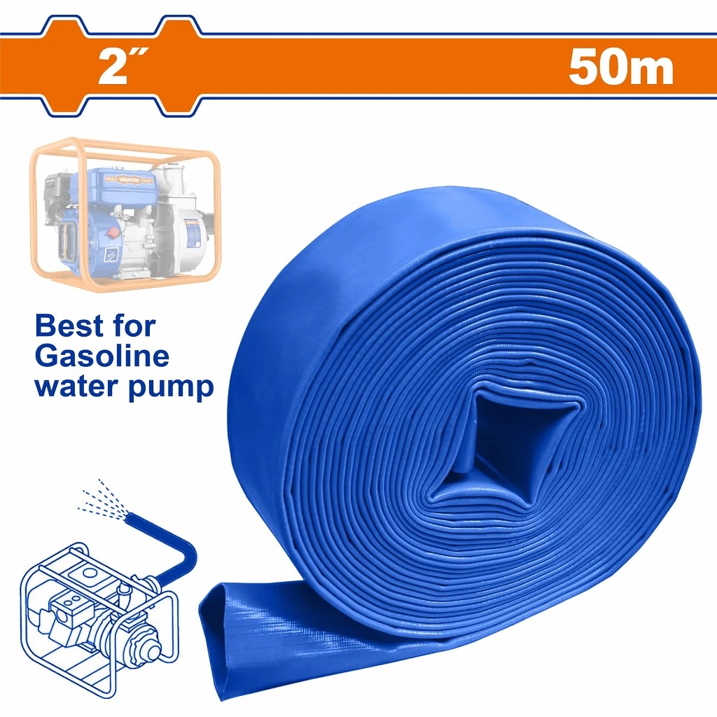 Wadfow WPFH0205|WPFH0210 2-Inch PVC Lay Flat Hose For Motor Pumps 50m-100m