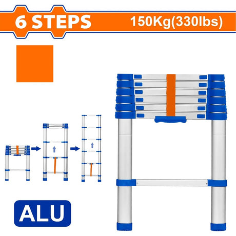 Wadfow WLD5H06 | WLD5H10 6 Steps | 8 Steps | 10 Steps (150kg/330lbs) Telescopic Aluminum Ladder