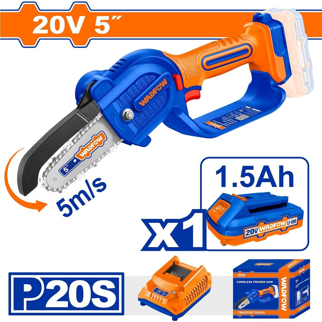 Wadfow P20S/20V 5inches(130mm) Lithium-Ion Cordless Pruner Saw Bar