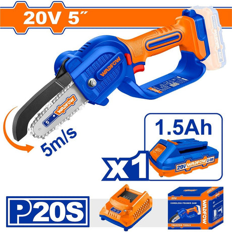 Wadfow P20S/20V 5inches(130mm) Lithium-Ion Cordless Pruner Saw Bar
