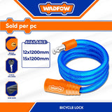 Wadfow 12mm x 800mm | 12mm x 1200mm | 15mm x1200mm Bicycle Lock / Safety Lock 2pcs keys WBK111 (WHT)