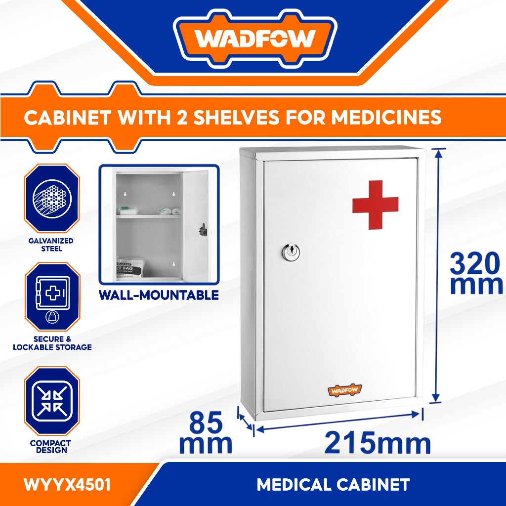 Wadfow WYYX4501 Medical Cabinet 5.8L 32 x 21 x 8.5cm with 2-Compartments for Medicine