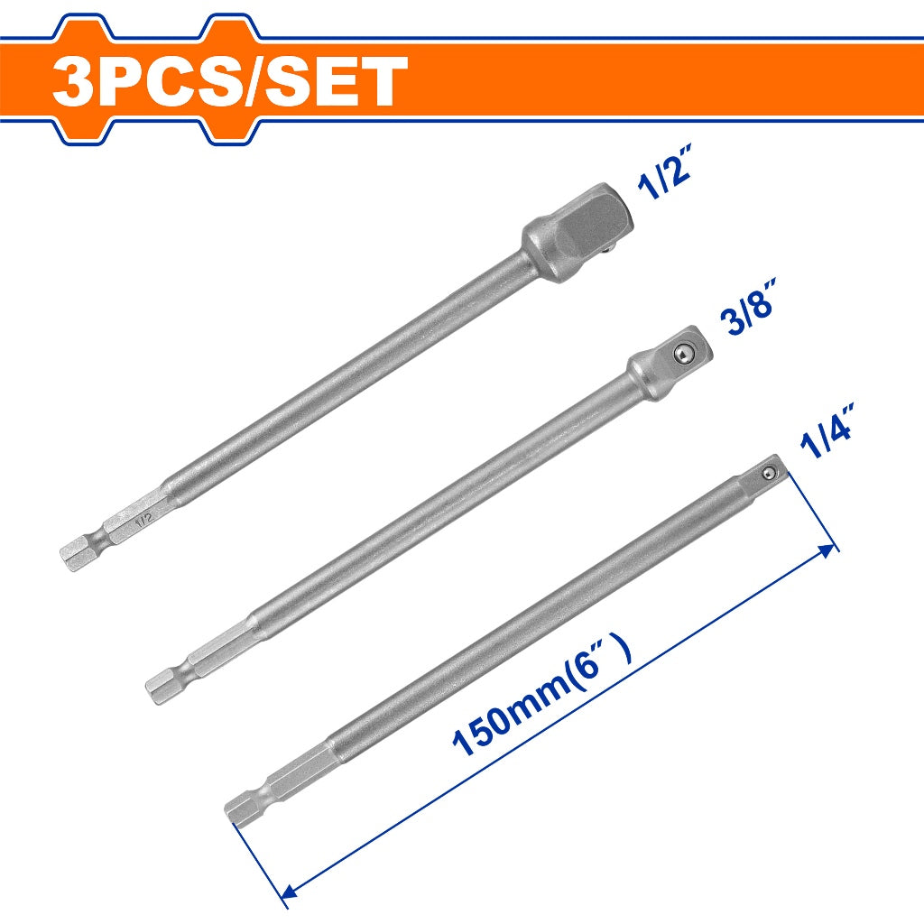 Wadfow WSV4K03 3PCS/Set Hexagonal Shank Socket Adaptor