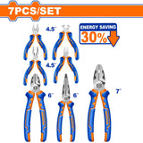 Wadfow WPS0617 7PCS/Set High Leverage Pliers Set with Strong Grip and Comfortable Handle