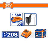 Wadfow WSU30662 P20S/20V Lithium-Ion Cordless Spray Paint Gun