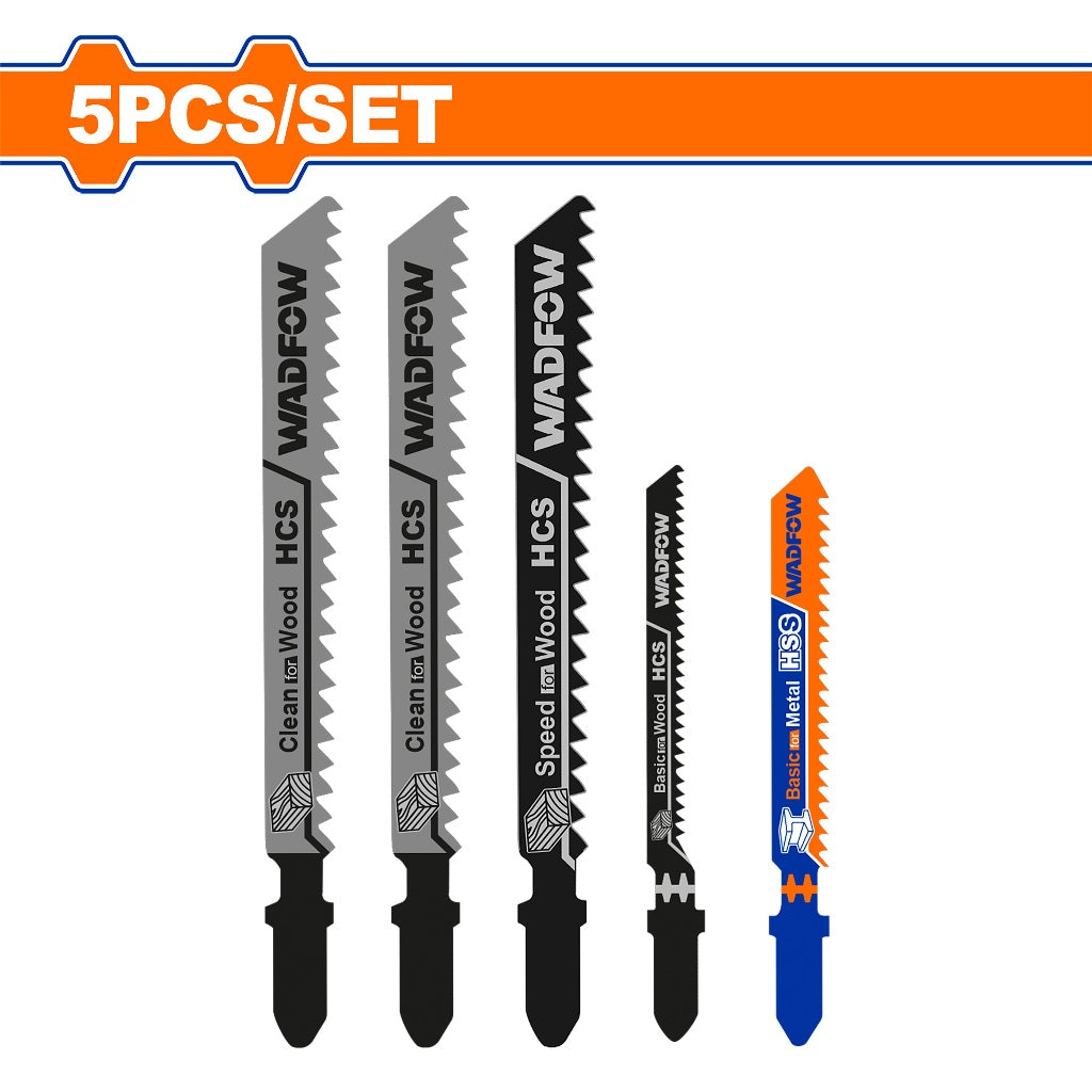 Wadfow WJB5K51 5PCS/Set Mixed Jigsaw Blade Clean Cut Jig Saw Blade for Cordless Tools