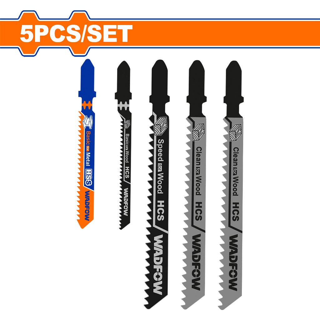 Wadfow WJB5K51 5PCS/Set Mixed Jigsaw Blade Clean Cut Jig Saw Blade for Cordless Tools