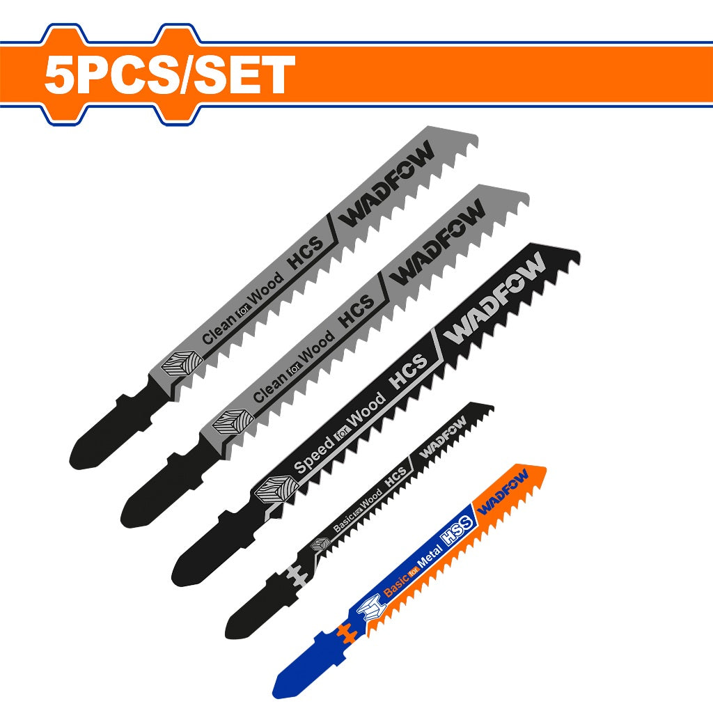 Wadfow WJB5K51 5PCS/Set Mixed Jigsaw Blade Clean Cut Jig Saw Blade for Cordless Tools
