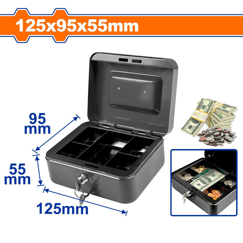 Wadfow 0.7L|1.4L|2.9L|4.1L|6.5L Volume Capacity Metal Safety Box For Money with 2pcs Keys (WHT)