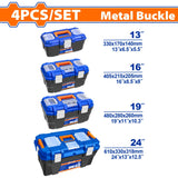 Wadfow WTB2104|WTB4104 4PCS/SET Plastic Tool Box Storage Organizer Case with Metal & Plastic Buckle