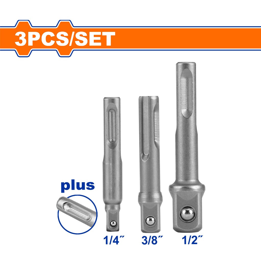 Wadfow WSV4K02 3PCS/Set SDS Plus Shank Socket Adaptor