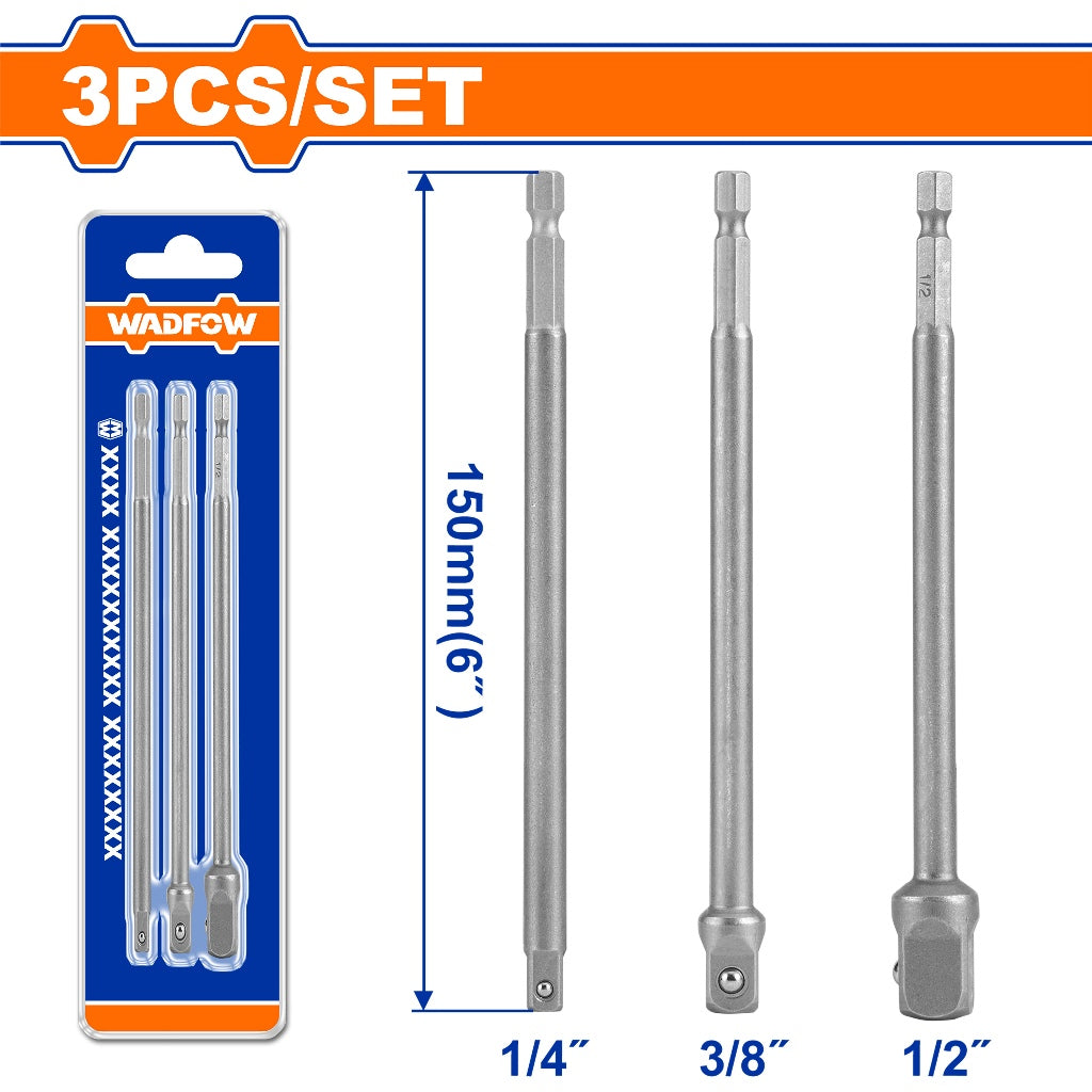 Wadfow WSV4K03 3PCS/Set Hexagonal Shank Socket Adaptor