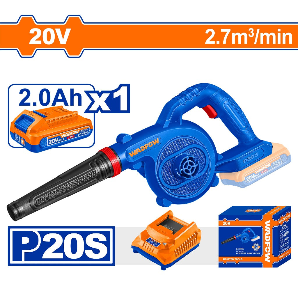 Wadfow P20S/20V Lithium-Ion Cordless Blower With & Without Battery & Charger Heavy Duty