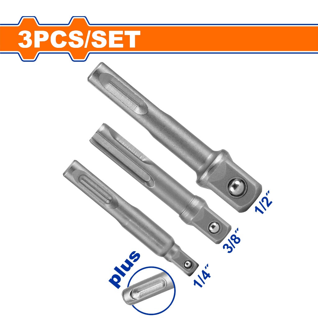 Wadfow WSV4K02 3PCS/Set SDS Plus Shank Socket Adaptor