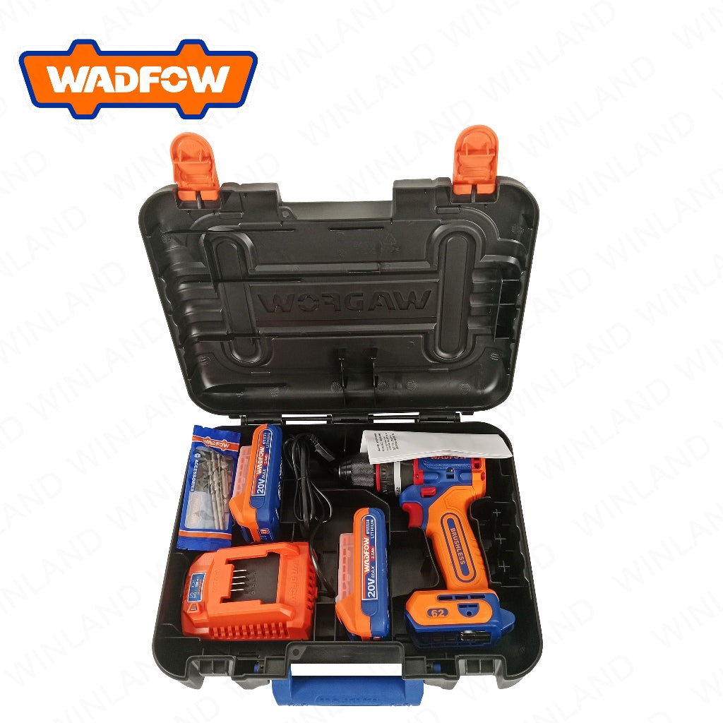 Wadfow P20S/20V Lithium-Ion Compact Brushless Cordless Impact Drill 62Nm WCDP6281 WAD-CT