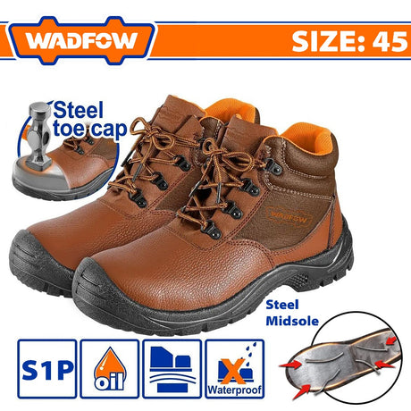 Wadfow Safety Boots, S1P Class, Leather Use for Work Protection Steel Toe & Midsole