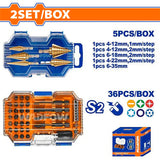 Wadfow by Winland 41PCS/Set Step Drill Bits and Impact Screwdriver Bits Combo Set WJD0371 WAD-HT
